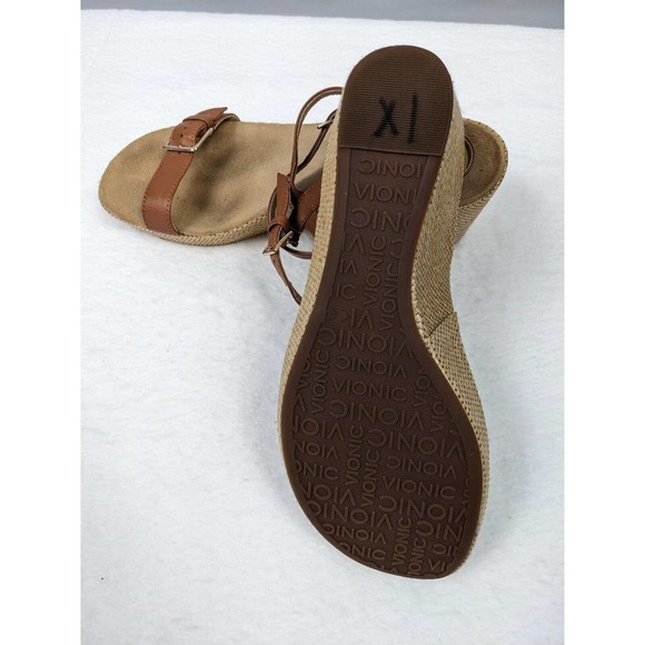 Vionic Enisa Platform Sandal Brown 9 Adjustable Buckle Ankle Strap Arch Support - Picture 6 of 7